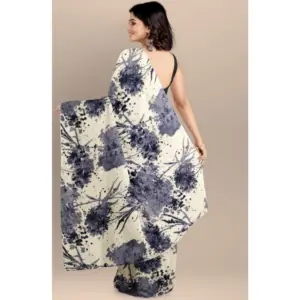 Women's Joya Silk Printed Saree with Blouse – Black