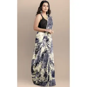 Women's Joya Silk Printed Saree with Blouse – Black