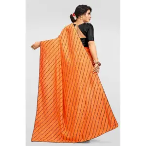 Women's Vichitra Sequence Work Saree with Blouse – Orange