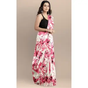 Women's Joya Silk Printed Saree with Blouse – Pink