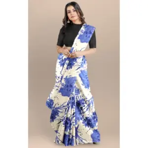 Women's Joya Silk Printed Saree with Blouse – Blue