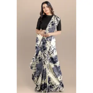 Women's Joya Silk Printed Saree with Blouse – Black