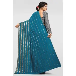 Women's Vichitra Sequence Work Saree with Blouse – Rama