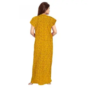 Generic Women's Cotton Printed Maxi Nighty (Yellow)
