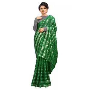 Women's Vichitra Sequence Work Saree with Blouse – Green