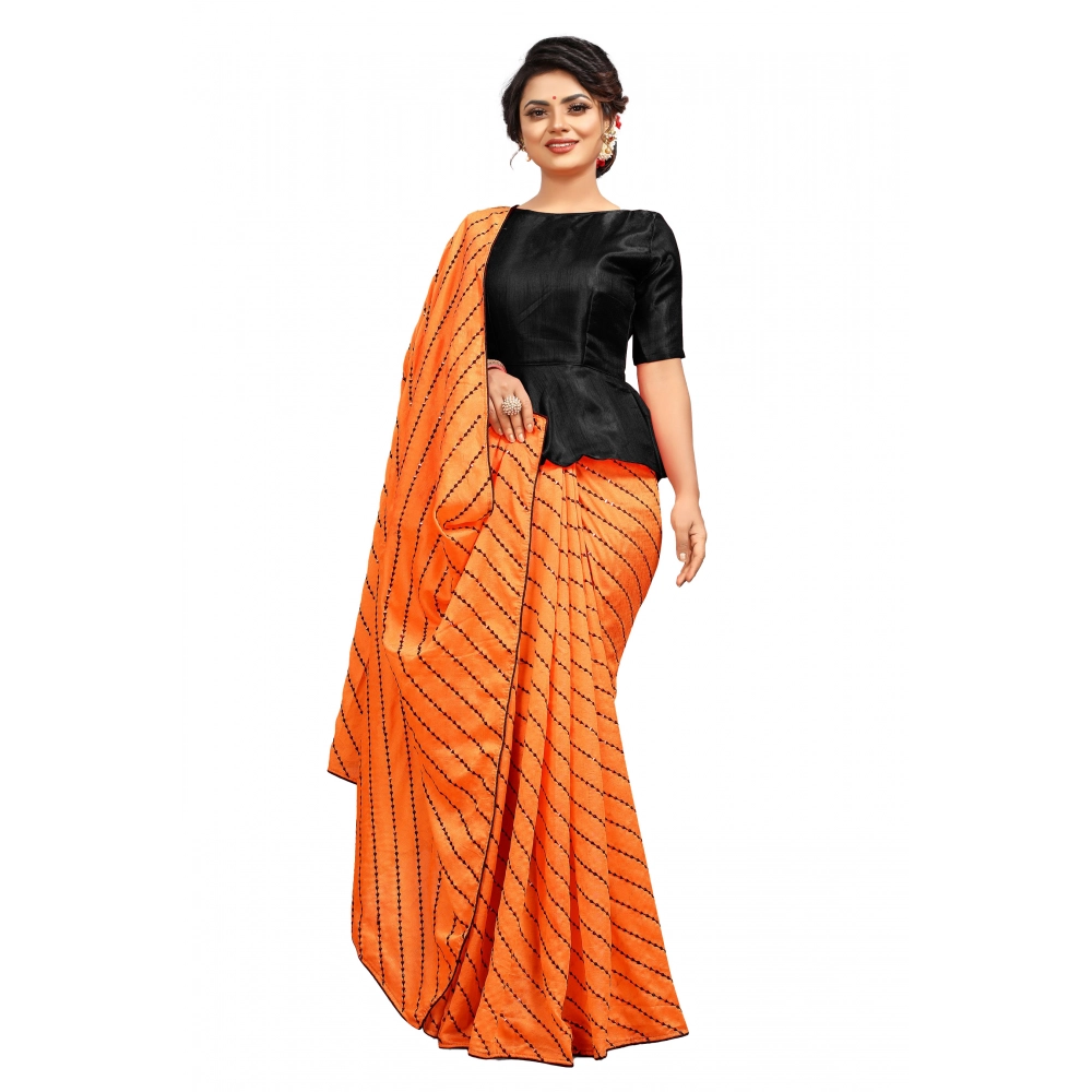 Women's Vichitra Sequence Work Saree with Blouse – Orange