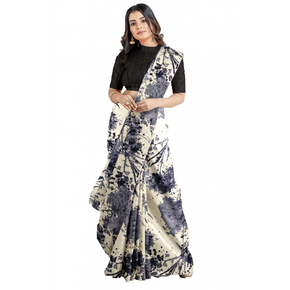 Women's Joya Silk Printed Saree with Blouse – Black