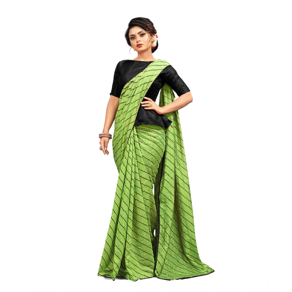 Women's Vichitra Sequence Work Saree with Blouse – Lightgreen