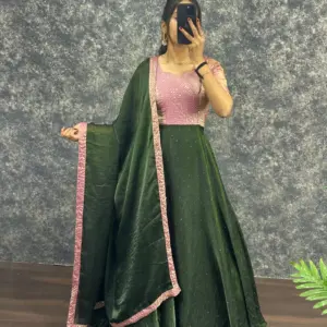 Attractive Pure Soft Fendy Silk Gown With Dupatta