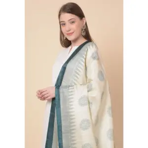 Generic Women's Art Silk Printed Dupatta (Grey, Length: 2.25 to 2.50 Mtr)