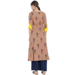 Generic Women's Casual 3/4 th Sleeve Floral Printed Cotton Kurti (MultiColor)