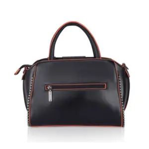 Women's Faux Leather Metal Beads Handbag (Black)