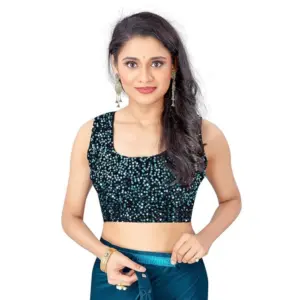 Women's Lycra Solid Saree with Blouse – Rama