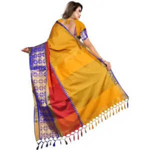 Women's Jacquard Woven Saree with Blouse – Mustard