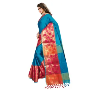 Women's Jacquard Woven Saree with Blouse – Multicolor