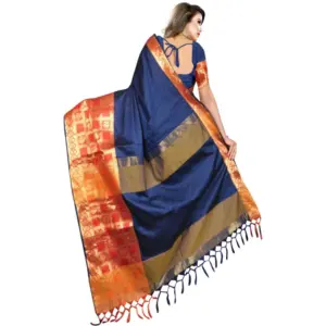 Women's Jacquard Woven Saree with Blouse – Blue