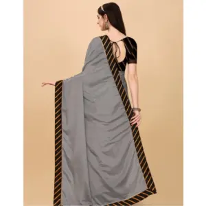 Women's Chiffon Self Design Saree with Blouse – Silver