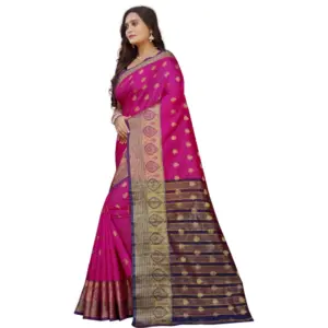 Women's Silk Blend Woven Saree with Blouse – Purple-Pink