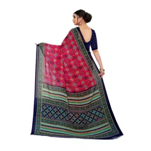 Women's Georgette Floral Print Saree with Blouse – Pink