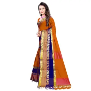 Women's Jacquard Woven Saree with Blouse – Multicolor