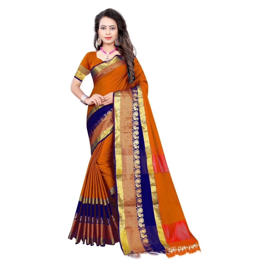 Women's Jacquard Woven Saree with Blouse – Multicolor