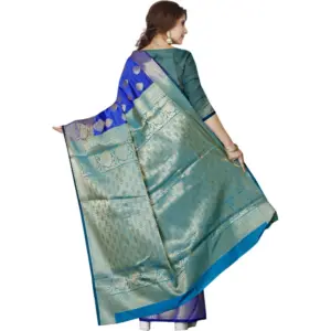 Women's Jacquard Woven Saree with Blouse – Blue
