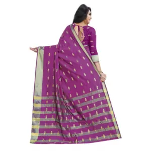 Women's Silk Blend Woven Saree with Blouse – Pink