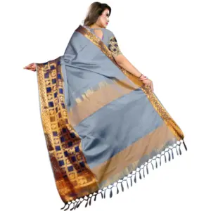 Women's Jacquard Woven Saree with Blouse – Light Blue