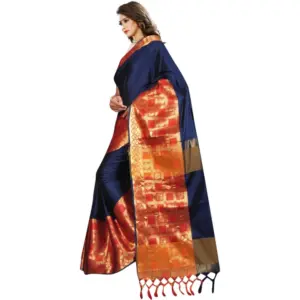 Women's Jacquard Woven Saree with Blouse – Blue