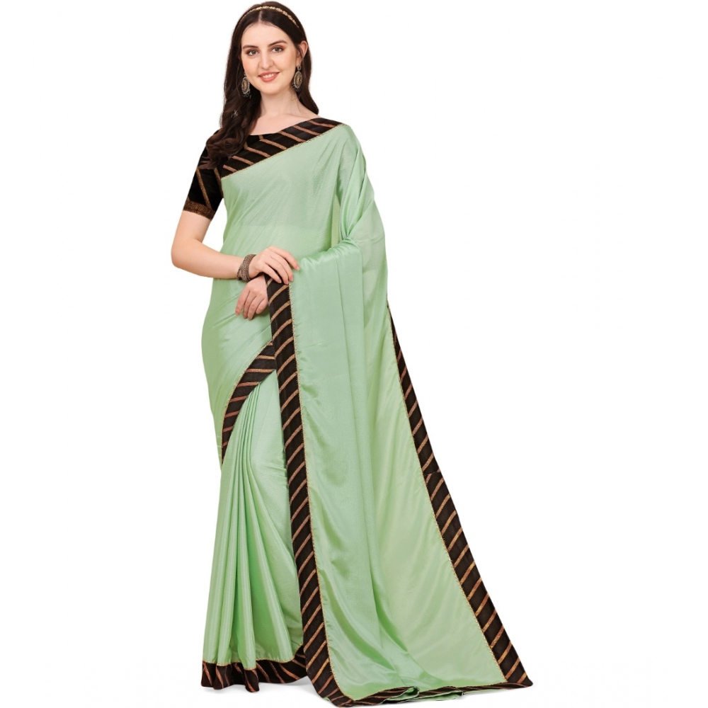 Women's Chiffon Self Design Saree with Blouse – Light Green