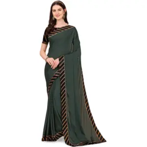 Women's Chiffon Self Design Saree with Blouse – Grey