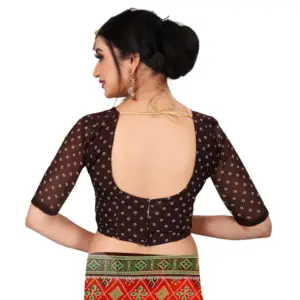 Women's Georgette Floral Print Saree with Blouse – Orange