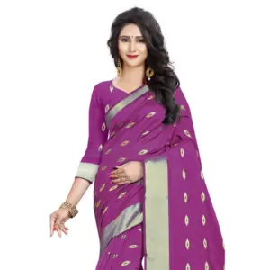 Women's Silk Blend Woven Saree with Blouse – Pink