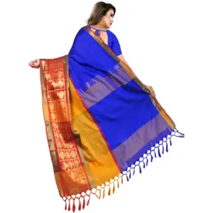 Women's Jacquard Woven Saree with Blouse – Blue