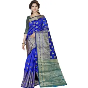 Women's Jacquard Woven Saree with Blouse – Multicolor