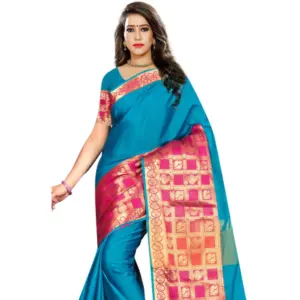 Women's Jacquard Woven Saree with Blouse – Multicolor