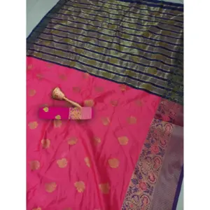 Women's Silk Blend Woven Saree with Blouse – Multicolor