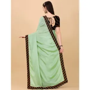 Women's Chiffon Self Design Saree with Blouse – Light Green