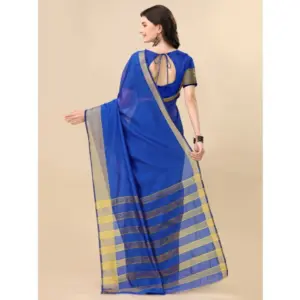 Women's Cotton Silk Striped Saree with Blouse – Multicolor