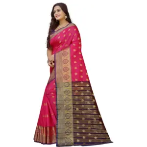 Women's Silk Blend Woven Saree with Blouse – Multicolor