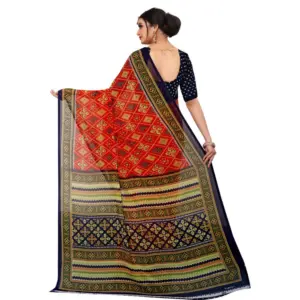 Women's Georgette Floral Print Saree with Blouse – Multicolor