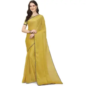 Women's Silk Blend Embellished Saree with Blouse – Mustard