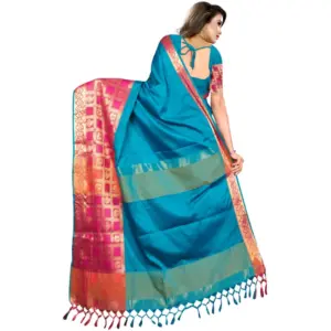 Women's Jacquard Woven Saree with Blouse – Multicolor