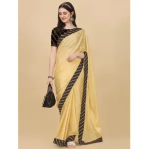 Women's Chiffon Self Design Saree with Blouse – Yellow
