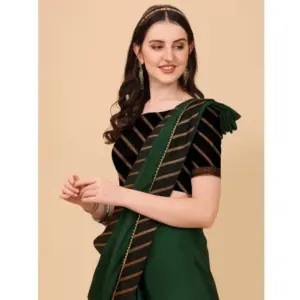 Women's Chiffon Self Design Saree with Blouse – Green