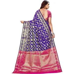 Women's Jacquard Woven Saree with Blouse – Blue