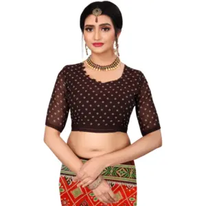Women's Georgette Floral Print Saree with Blouse – Orange
