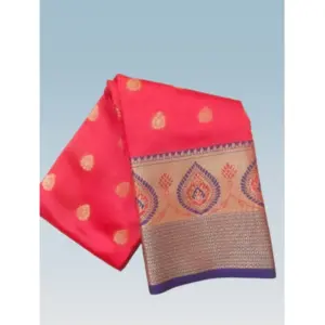 Women's Silk Blend Woven Saree with Blouse – Red
