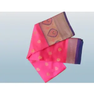 Women's Silk Blend Woven Saree with Blouse – Pink