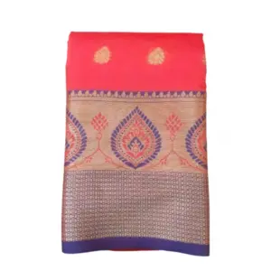 Women's Silk Blend Woven Saree with Blouse – Red